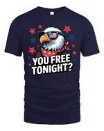 Witty Bald Eagle Star Spangled Banner Graphic T shirt - navy t-shirt on white background