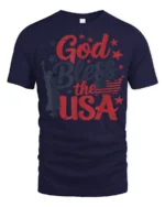 Patriotic God Bless The USA Lady Liberty Graphic Tshirt - navy t-shirt on white background