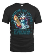 Hilarious Lady Liberty Hot Dog Political Irony Sarcastic Tee - black t-shirt on white background