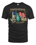 Historic American Milestones 250th Anniversary Graphic Tee - black t-shirt on white background