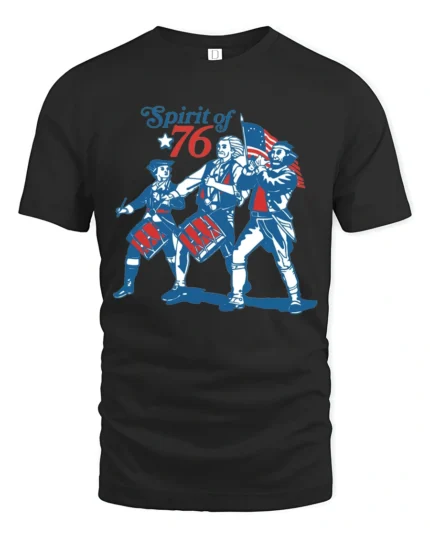 Revolutionary Drummer Boys Spirit Of 76 Vintage Graphic Tee - black t-shirt on white background
