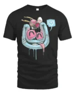 Melting Horseshoe Magnet Gravity Defying Heart Speech Tee - black t-shirt on white background