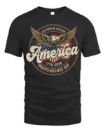 Commemorative Semiquincentennial Eagle America 1776 2026 Tshirt - black t-shirt on white background