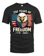 Historic Patriotic Bald Eagle American Flag 250 Years Tshirt - black t-shirt on white background