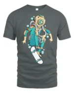 Deep Sea Explorer Skateboarder Diving Helmet Graphic Tee - gray t-shirt on white background