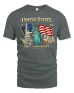 Historic American Milestones 250th Anniversary Graphic Tee - gray t-shirt on white background