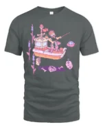 Nautical Swamp Fisherman Fishing Skeleton Bones Novelty Tshirt - gray t-shirt on white background
