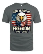 Historic Patriotic Bald Eagle American Flag 250 Years Tshirt - gray t-shirt on white background