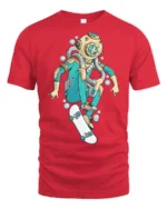 Deep Sea Explorer Skateboarder Diving Helmet Graphic Tee - red t-shirt on white background