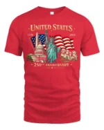 Historic American Milestones 250th Anniversary Graphic Tee - red t-shirt on white background