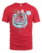 Melting Horseshoe Magnet Gravity Defying Heart Speech Tee - red t-shirt on white background