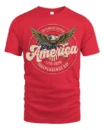 Commemorative Semiquincentennial Eagle America 1776 2026 Tshirt - red t-shirt on white background
