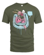 Melting Horseshoe Magnet Gravity Defying Heart Speech Tee - military green t-shirt on white background