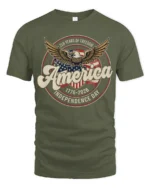 Commemorative Semiquincentennial Eagle America 1776 2026 Tshirt - military green t-shirt on white background