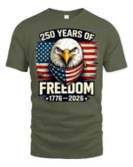 Historic Patriotic Bald Eagle American Flag 250 Years Tshirt - military green t-shirt on white background