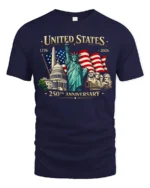 Historic American Milestones 250th Anniversary Graphic Tee - navy t-shirt on white background