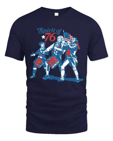 Revolutionary Drummer Boys Spirit Of 76 Vintage Graphic Tee - navy t-shirt on white background