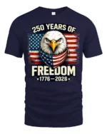 Historic Patriotic Bald Eagle American Flag 250 Years Tshirt - navy t-shirt on white background