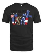 Faithful Stars And Stripes American Pride Graphic Tshirt - black t-shirt on white background