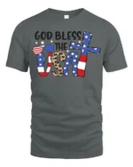 Faithful Stars And Stripes American Pride Graphic Tshirt - gray t-shirt on white background