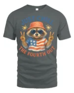 Funny Raccoon Just Chill The Fourth Out Independence Day Tee - gray t-shirt on white background