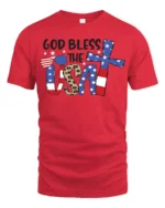 Faithful Stars And Stripes American Pride Graphic Tshirt - red t-shirt on white background