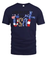 Faithful Stars And Stripes American Pride Graphic Tshirt - navy t-shirt on white background
