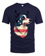 Beautiful Patriotic Border Collie Dog USA Flag Graphic Tee - navy t-shirt on white background