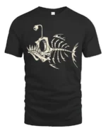 Deep Sea Angler Skeleton Fish Vintage Ocean Graphic Tee Tshirt - black t-shirt on white background