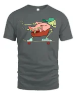 Cool Skeleton Skater Street Style Graphic Tee Tshirt - gray t-shirt on white background