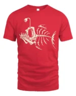 Deep Sea Angler Skeleton Fish Vintage Ocean Graphic Tee Tshirt - red t-shirt on white background