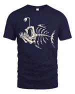 Deep Sea Angler Skeleton Fish Vintage Ocean Graphic Tee Tshirt - navy t-shirt on white background