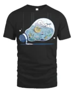 Surreal Lightbulb Cocktail World Aesthetic Graphic Tshirt - black t-shirt on white background