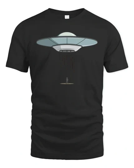 Cool Alien Abduction UFO Flying Saucer Graphic Soft Tshirt - black t-shirt on white background