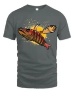 Funny Fishing Lure Angry Fish Hook Graphic Soft T-shirt - gray t-shirt on white background