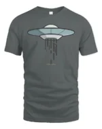Cool Alien Abduction UFO Flying Saucer Graphic Soft Tshirt - gray t-shirt on white background