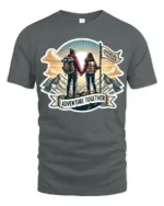 Adventure Together Couple Hiking Mountains Graphic Soft Tee - gray t-shirt on white background