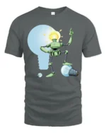 Bright Idea Robot Lightbulb Head Funny Tech Tshirt - gray t-shirt on white background