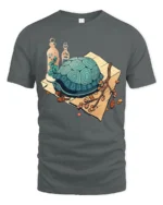 Whimsical Garden Turtle and Botanical Glass Vials Tshirt - gray t-shirt on white background