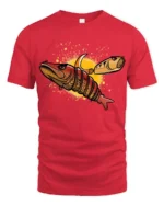 Funny Fishing Lure Angry Fish Hook Graphic Soft T-shirt - red t-shirt on white background