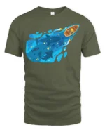 Deep Blue Whale Ocean Rowing Boat Adventure Graphic Tshirt - military green t-shirt on white background