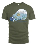 Surreal Lightbulb Cocktail World Aesthetic Graphic Tshirt - military green t-shirt on white background