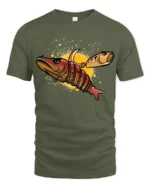 Funny Fishing Lure Angry Fish Hook Graphic Soft T-shirt - military green t-shirt on white background