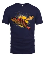 Funny Fishing Lure Angry Fish Hook Graphic Soft T-shirt - navy t-shirt on white background
