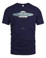 Cool Alien Abduction UFO Flying Saucer Graphic Soft Tshirt - navy t-shirt on white background