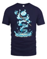 Magical Water Slime Warrior Battle Axe Graphic Soft Tshirt - navy t-shirt on white background