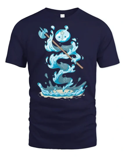 Magical Water Slime Warrior Battle Axe Graphic Soft Tshirt - navy t-shirt on white background