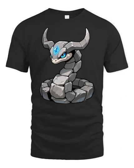 Cool Rock Snake Golem Creature Fantasy Graphic Soft Tshirt - black t-shirt on white background