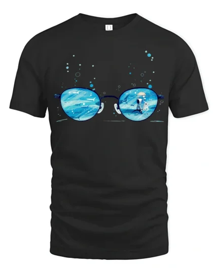 Aesthetic Cosmic Eyewear Surreal Sea Galaxy Premium Tshirt - black t-shirt on white background