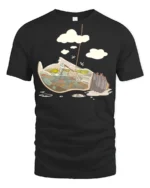 Cool Skeleton Surfer Riding Giant Retro Wave Soft Tshirt - black t-shirt on white background